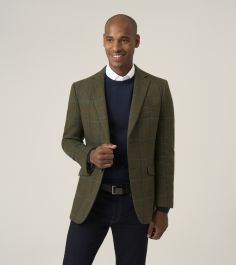 Horden Tailored Fit Lovat Green Country Check Jacket
