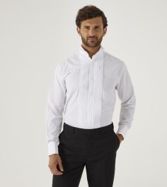 slim fit dress slacks Stretch Tuxedo Shirt White Tuxedo Shirt Pocket / Standard Buttons