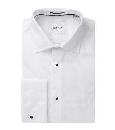 White dinner shirt with black buttons store
