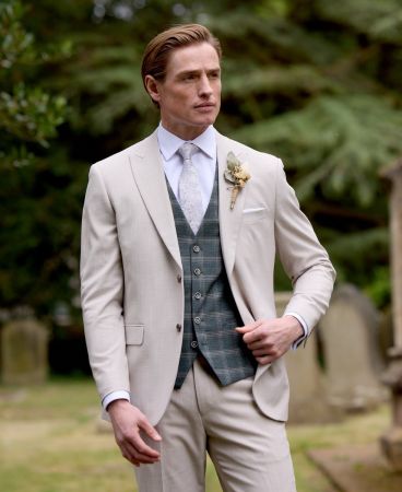 Redding / Parker Mix Suit Stone Beige / Green Check