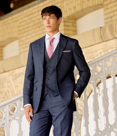 Woolf Tailored Suit Navy Blue Check