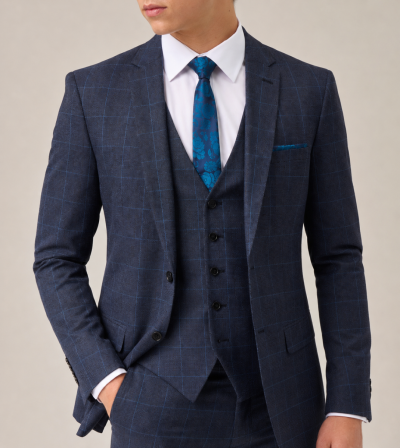 Anello Slim Suit Blue Check