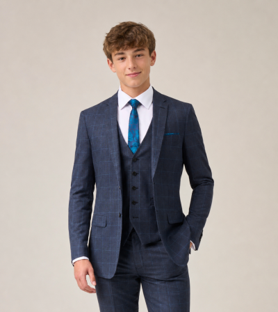 Anello Slim Suit Blue Check