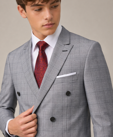 Anello Tailored Double Breasted Suit Grey Check