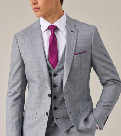 Anello Slim Suit Grey Check