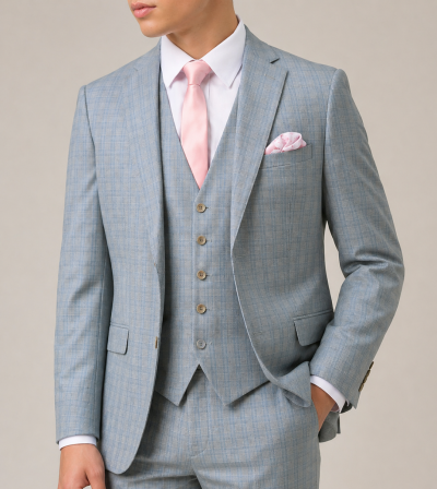 Arlen Suit Tailored Light Blue Check