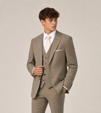 Chaplin Suit Slim Stone Beige Micro Check