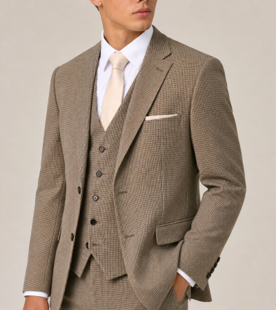 Chaplin Suit Slim Stone Beige Micro Check