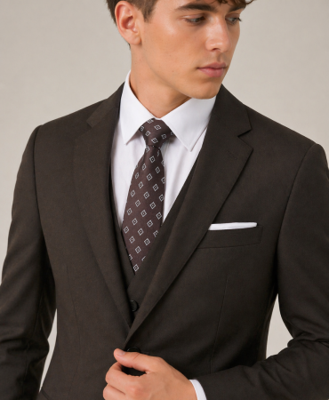 Corsica Wool / Linen Blend Tailored Suit Chocolate Brown