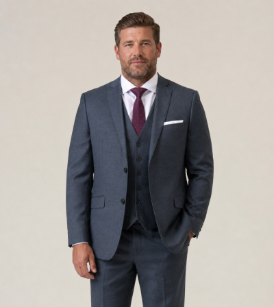 Harcourt Tailored Suit Blue Tweed Effect