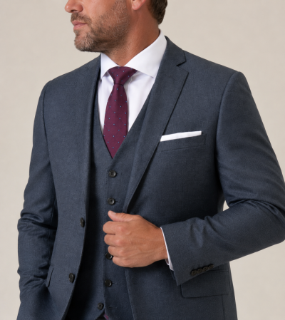 Harcourt Tailored Suit Blue Tweed Effect