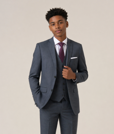 Harcourt Slim Suit Blue Tweed Effect