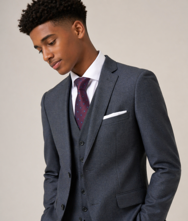 Harcourt Slim Suit Blue Tweed Effect