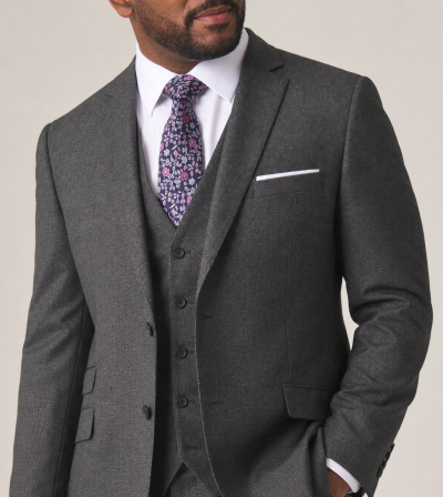 Harcourt Tailored Suit Grey Tweed Effect