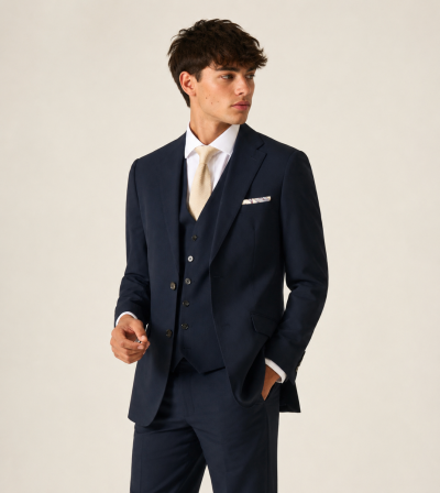 Harcourt Slim Suit Navy Ink Tweed Effect