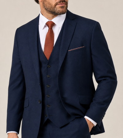 Harcourt Tailored Suit Navy Blue Tweed Effect