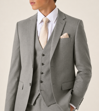 Jodrell Slim Suit Stone Beige Marl Tweed Effect