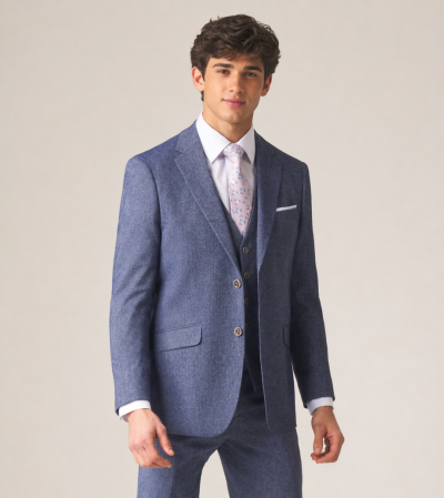 Jude Tailored Suit Blue Tweed Herringbone