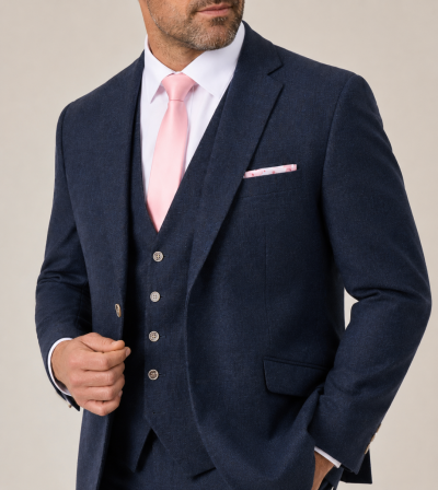 Jude Tailored Suit Navy Blue Tweed Herringbone