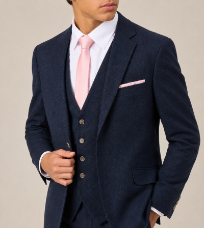 Jude Tailored Suit Navy Blue Tweed Herringbone