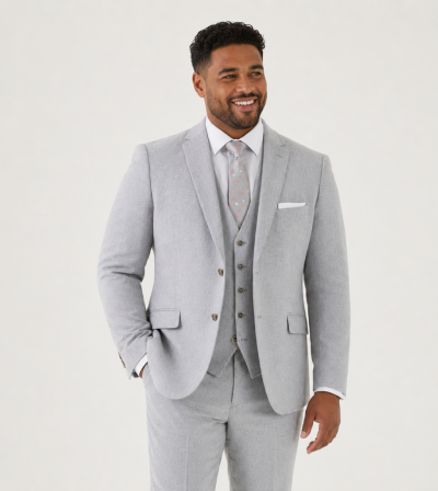 Jude Tailored Suit Silver Tweed Herringbone