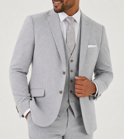 Jude Tailored Suit Silver Tweed Herringbone
