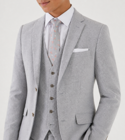 Jude Tailored Suit Silver Tweed Herringbone