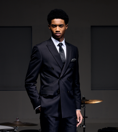 Madrid Slim Suit Double Breasted Black