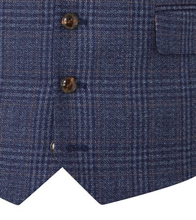 Woolf Suit Waistcoat Navy Blue Check