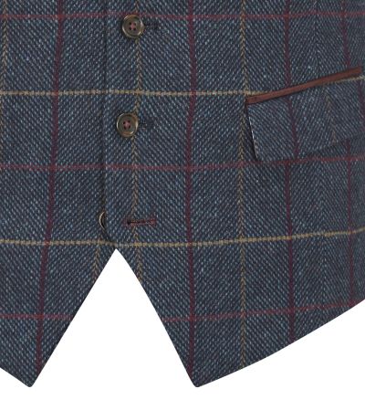 Doyle Suit Waistcoat Navy Blue Check Tweed