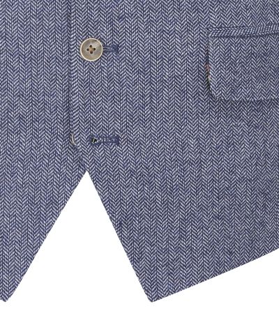 Jude Suit Waistcoat Blue Tweed Herringbone