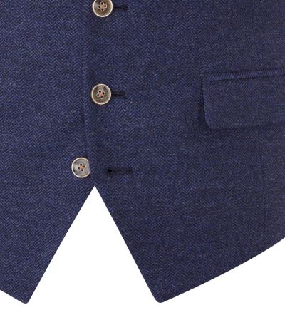 Jude Suit Waistcoat Navy Blue Tweed Herringbone