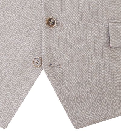 Jude Suit Waistcoat Stone Grey Tweed Herringbone