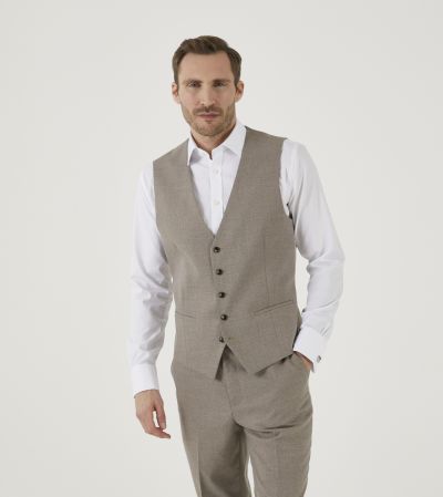 Jodrell Suit Waistcoat Stone Marl Tweed Effect