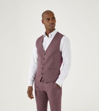 Jodrell Suit Waistcoat Berry Marl Tweed Effect
