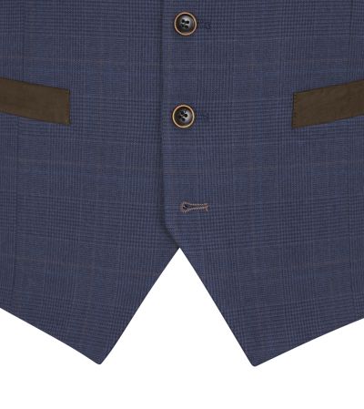 Guildford Suit Waistcoat Navy Blue Check