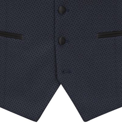 Cuba Dinner Suit Waistcoat Navy Blue Geo