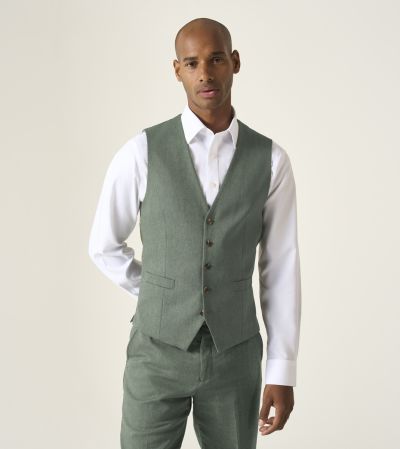 Calvados Linen Blend Suit Waistcoat Sage Green