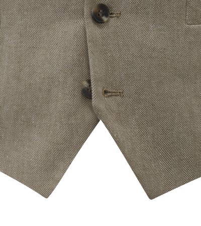 Calvados Linen Blend Tailored Suit Waistcoat Stone Beige