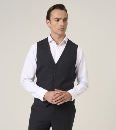Methley Semi-Plain Suit Waistcoat Black