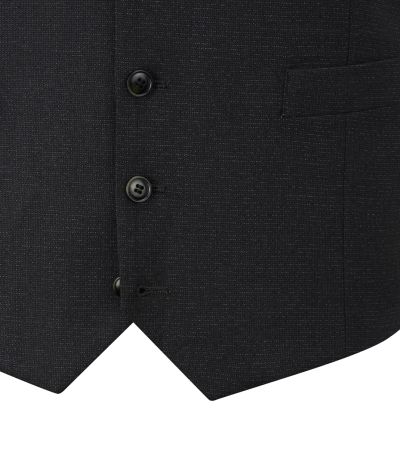 Methley Semi-Plain Suit Waistcoat Black