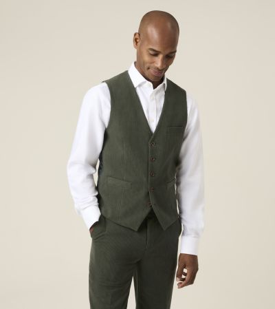 Dorsey Corduroy Suit Waistcoat Moss Green