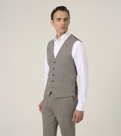 Cannon Suit Waistcoat Brown Houndstooth