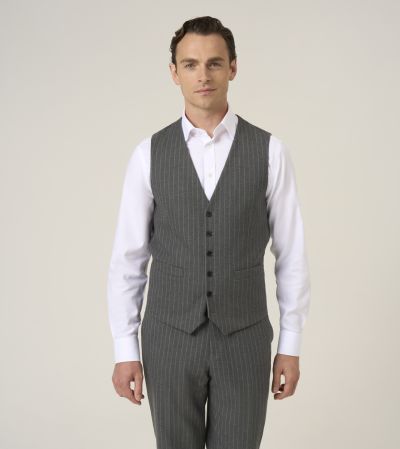 Cassius Grey Chalk Stripe Suit Waistcoat