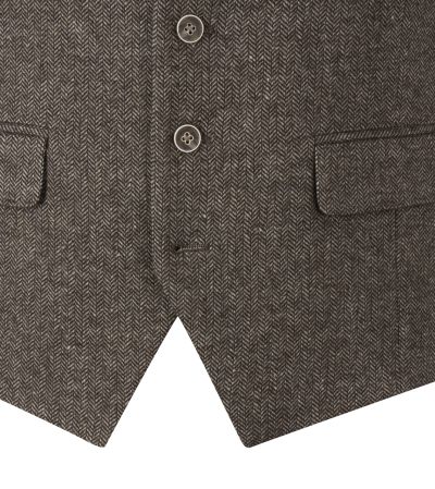 Jude Suit Waistcoat Fawn Brown Tweed Herringbone