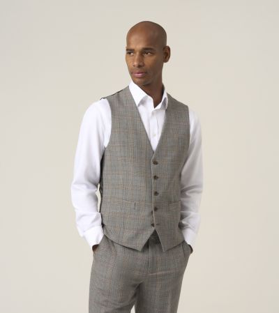 Haley Suit Waistcoat Brown Check