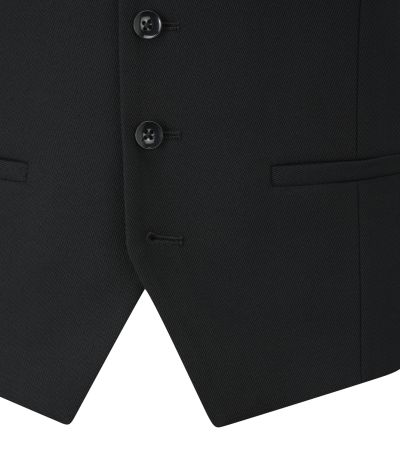 Busby Wool Blend Twill Suit Waistcoat Black