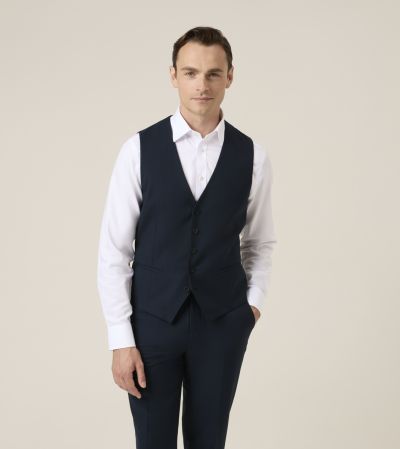 Yorke Wool Suit Waistcoat Navy Blue