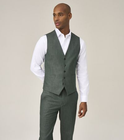 Levins Green Stripe Suit Waistcoat