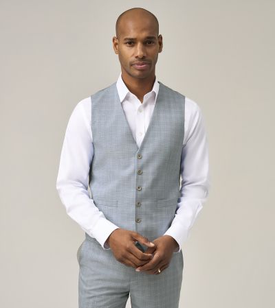 Arlen Suit Waistcoat Light Blue Check